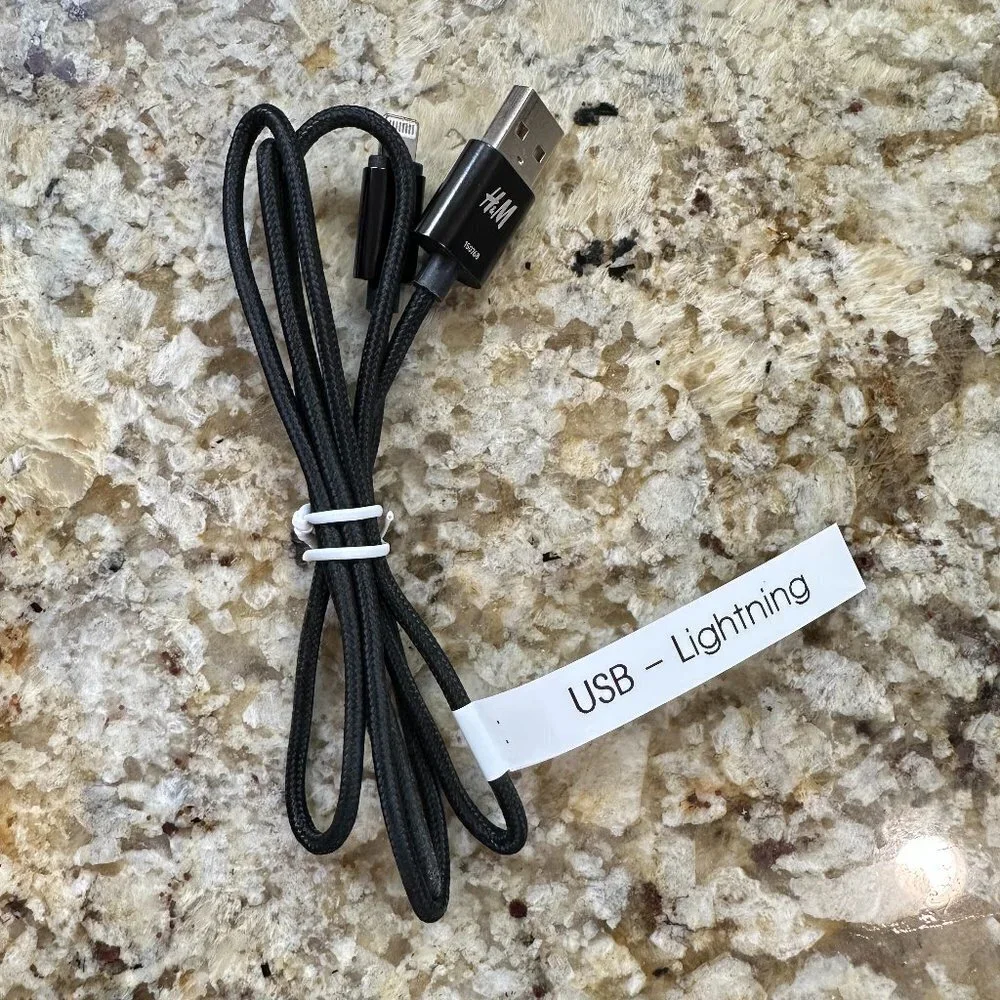 H&M Black Braided Charging Cable Cord